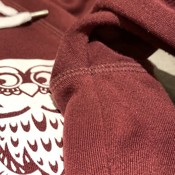 Ardene Burgundy/Wine 3 Owls Hoodie Sweatshirt - size S - Picture 8 of 16